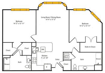 Floorplan of Hoosier Village, Assisted Living, Nursing Home, Independent Living, CCRC, Indianapolis, IN 6