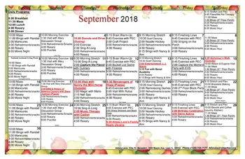 Activity Calendar of Villa St. Benedict, Assisted Living, Nursing Home, Independent Living, CCRC, Lisle, IL 4