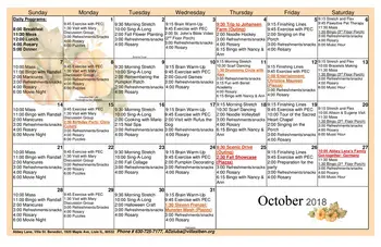 Activity Calendar of Villa St. Benedict, Assisted Living, Nursing Home, Independent Living, CCRC, Lisle, IL 5