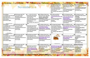 Activity Calendar of Villa St. Benedict, Assisted Living, Nursing Home, Independent Living, CCRC, Lisle, IL 6