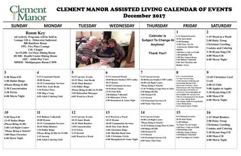 Activity Calendar of Clement Manor, Assisted Living, Nursing Home, Independent Living, CCRC, Greenfield, WI 1