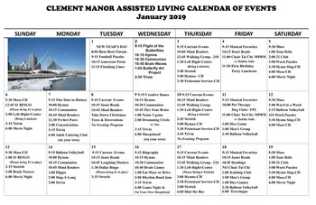 Activity Calendar of Clement Manor, Assisted Living, Nursing Home, Independent Living, CCRC, Greenfield, WI 3