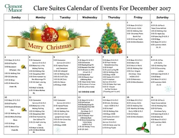 Activity Calendar of Clement Manor, Assisted Living, Nursing Home, Independent Living, CCRC, Greenfield, WI 5