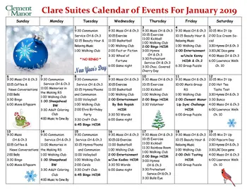Activity Calendar of Clement Manor, Assisted Living, Nursing Home, Independent Living, CCRC, Greenfield, WI 7