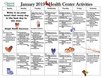 Activity Calendar of Clement Manor, Assisted Living, Nursing Home, Independent Living, CCRC, Greenfield, WI 11