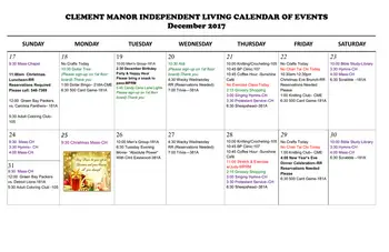 Activity Calendar of Clement Manor, Assisted Living, Nursing Home, Independent Living, CCRC, Greenfield, WI 14