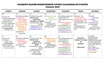 Activity Calendar of Clement Manor, Assisted Living, Nursing Home, Independent Living, CCRC, Greenfield, WI 16