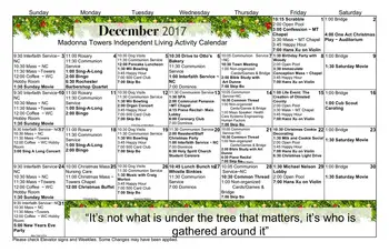 Activity Calendar of Madonna Towers of Rochester, Assisted Living, Nursing Home, Independent Living, CCRC, Rochester, MN 5