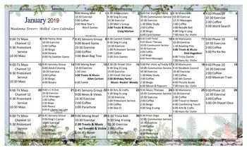 Activity Calendar of Madonna Towers of Rochester, Assisted Living, Nursing Home, Independent Living, CCRC, Rochester, MN 9