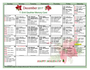 Activity Calendar of Madonna Towers of Rochester, Assisted Living, Nursing Home, Independent Living, CCRC, Rochester, MN 10
