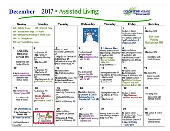 Activity Calendar of Kidron Bethel Village, Assisted Living, Nursing Home, Independent Living, CCRC, North Newton, KS 1