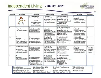 Activity Calendar of Schowalter Villa, Assisted Living, Nursing Home, Independent Living, CCRC, Hesston, KS 11