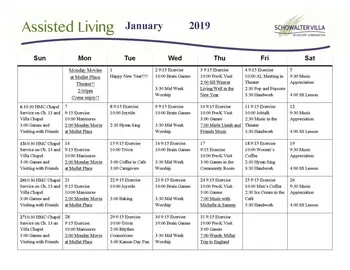Activity Calendar of Schowalter Villa, Assisted Living, Nursing Home, Independent Living, CCRC, Hesston, KS 12