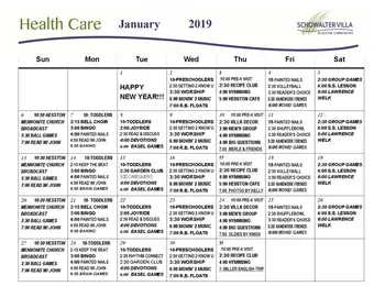 Activity Calendar of Schowalter Villa, Assisted Living, Nursing Home, Independent Living, CCRC, Hesston, KS 13