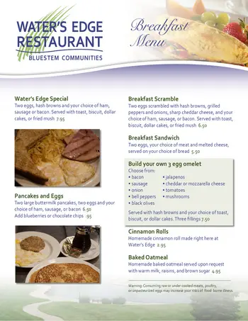 Dining menu of Schowalter Villa, Assisted Living, Nursing Home, Independent Living, CCRC, Hesston, KS 1