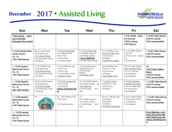 Activity Calendar of Schowalter Villa, Assisted Living, Nursing Home, Independent Living, CCRC, Hesston, KS 7