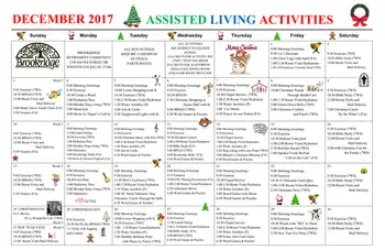Activity Calendar of Brookridge, Assisted Living, Nursing Home, Independent Living, CCRC, Winston Salem, NC 3