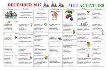 Activity Calendar of Brookridge, Assisted Living, Nursing Home, Independent Living, CCRC, Winston Salem, NC 9