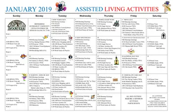 Activity Calendar of Brookridge, Assisted Living, Nursing Home, Independent Living, CCRC, Winston Salem, NC 2