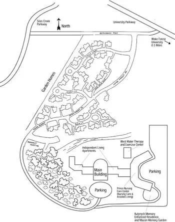 Campus Map of Brookridge, Assisted Living, Nursing Home, Independent Living, CCRC, Winston Salem, NC 1