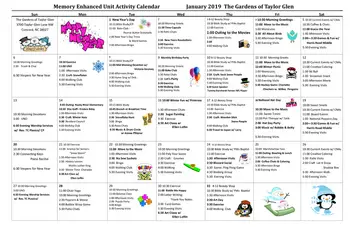 Activity Calendar of Taylor Glen, Assisted Living, Nursing Home, Independent Living, CCRC, Concord, NC 10