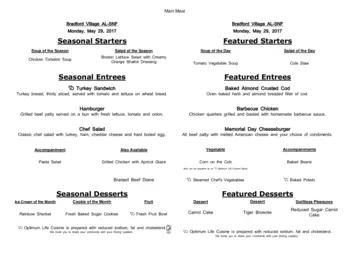 Dining menu of Villagio Bradford Village, Assisted Living, Nursing Home, Independent Living, CCRC, Edmond, OK 9