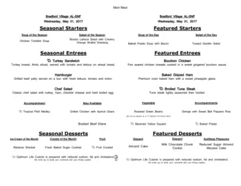 Dining menu of Villagio Bradford Village, Assisted Living, Nursing Home, Independent Living, CCRC, Edmond, OK 11