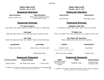 Dining menu of Villagio Bradford Village, Assisted Living, Nursing Home, Independent Living, CCRC, Edmond, OK 12