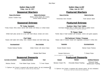Dining menu of Villagio Bradford Village, Assisted Living, Nursing Home, Independent Living, CCRC, Edmond, OK 13