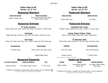 Dining menu of Villagio Bradford Village, Assisted Living, Nursing Home, Independent Living, CCRC, Edmond, OK 14