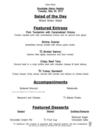 Dining menu of Brookdale Alamo Heights, Assisted Living, Nursing Home, Independent Living, CCRC, San Antonio, TX 3