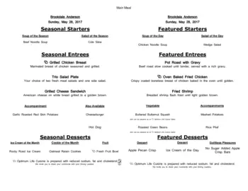 Dining menu of Brookdale Anderson, Assisted Living, Nursing Home, Independent Living, CCRC, Anderson, SC 8