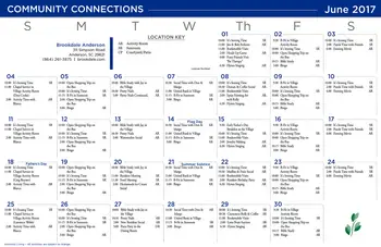 Activity Calendar of Brookdale Anderson, Assisted Living, Nursing Home, Independent Living, CCRC, Anderson, SC 1