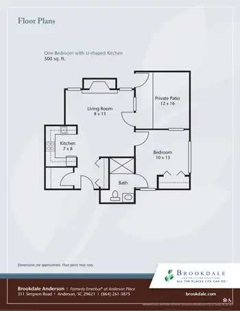 Floorplan of Brookdale Anderson, Assisted Living, Nursing Home, Independent Living, CCRC, Anderson, SC 2