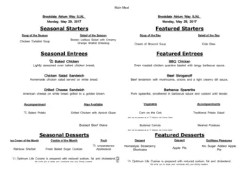 Dining menu of Brookdale Atrium Way, Assisted Living, Nursing Home, Independent Living, CCRC, Jacksonville, FL 16