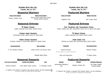 Dining menu of Brookdale Atrium Way, Assisted Living, Nursing Home, Independent Living, CCRC, Jacksonville, FL 17