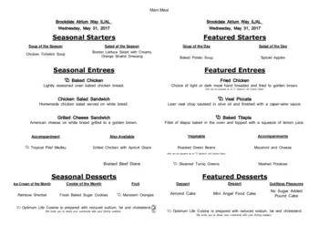 Dining menu of Brookdale Atrium Way, Assisted Living, Nursing Home, Independent Living, CCRC, Jacksonville, FL 18