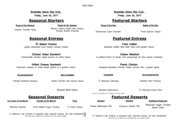 Dining menu of Brookdale Atrium Way, Assisted Living, Nursing Home, Independent Living, CCRC, Jacksonville, FL 20