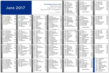 Activity Calendar of Brookdale Atrium Way, Assisted Living, Nursing Home, Independent Living, CCRC, Jacksonville, FL 1