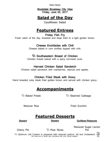 Dining menu of Brookdale Broadway Cityview, Assisted Living, Nursing Home, Independent Living, CCRC, Ft. Worth, TX 6