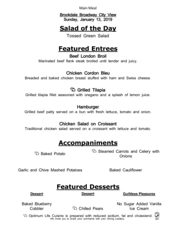 Dining menu of Brookdale Broadway Cityview, Assisted Living, Nursing Home, Independent Living, CCRC, Ft. Worth, TX 8