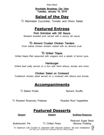 Dining menu of Brookdale Broadway Cityview, Assisted Living, Nursing Home, Independent Living, CCRC, Ft. Worth, TX 10