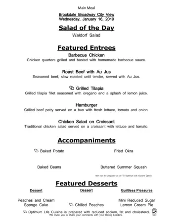 Dining menu of Brookdale Broadway Cityview, Assisted Living, Nursing Home, Independent Living, CCRC, Ft. Worth, TX 11