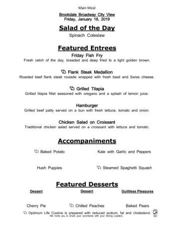 Dining menu of Brookdale Broadway Cityview, Assisted Living, Nursing Home, Independent Living, CCRC, Ft. Worth, TX 13