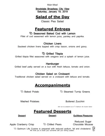 Dining menu of Brookdale Broadway Cityview, Assisted Living, Nursing Home, Independent Living, CCRC, Ft. Worth, TX 14
