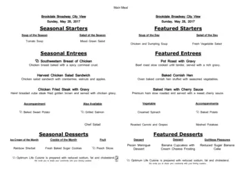 Dining menu of Brookdale Broadway Cityview, Assisted Living, Nursing Home, Independent Living, CCRC, Ft. Worth, TX 15