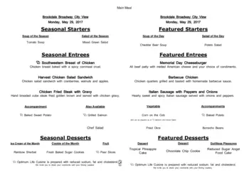 Dining menu of Brookdale Broadway Cityview, Assisted Living, Nursing Home, Independent Living, CCRC, Ft. Worth, TX 16