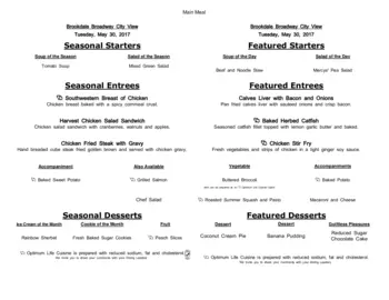 Dining menu of Brookdale Broadway Cityview, Assisted Living, Nursing Home, Independent Living, CCRC, Ft. Worth, TX 17