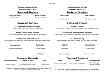 Dining menu of Brookdale Broadway Cityview, Assisted Living, Nursing Home, Independent Living, CCRC, Ft. Worth, TX 18