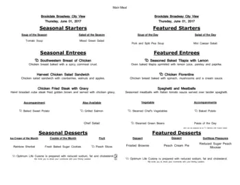 Dining menu of Brookdale Broadway Cityview, Assisted Living, Nursing Home, Independent Living, CCRC, Ft. Worth, TX 19